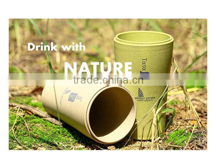 Wheat straw plastic travel tooth brush mug set 280ml+360ml