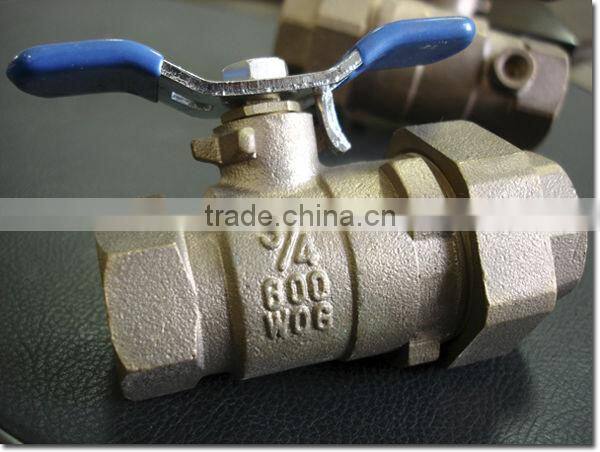 WD-1105 Bronze Ball Valve Single Union Ends With Drain