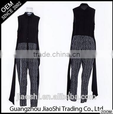 OEM Custom made ladies suit gray color casual style sleeveless women jumpsuit