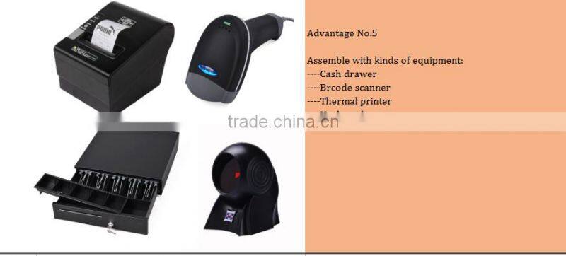 customized 5 wire resistive touch screen pos terminal with cash drawer