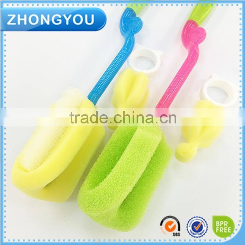 sponge bottle cleaning brush with plstic handle