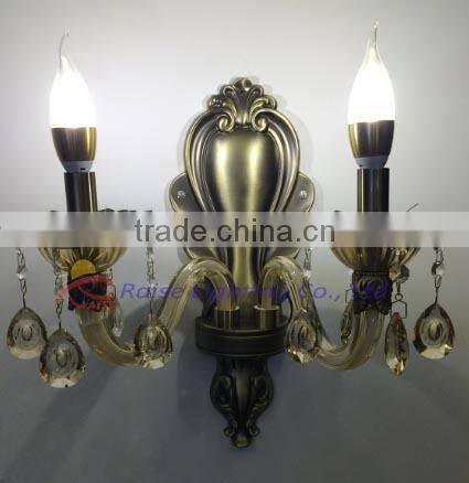 Fashion crystal wall light , led wall light with black lamp shade