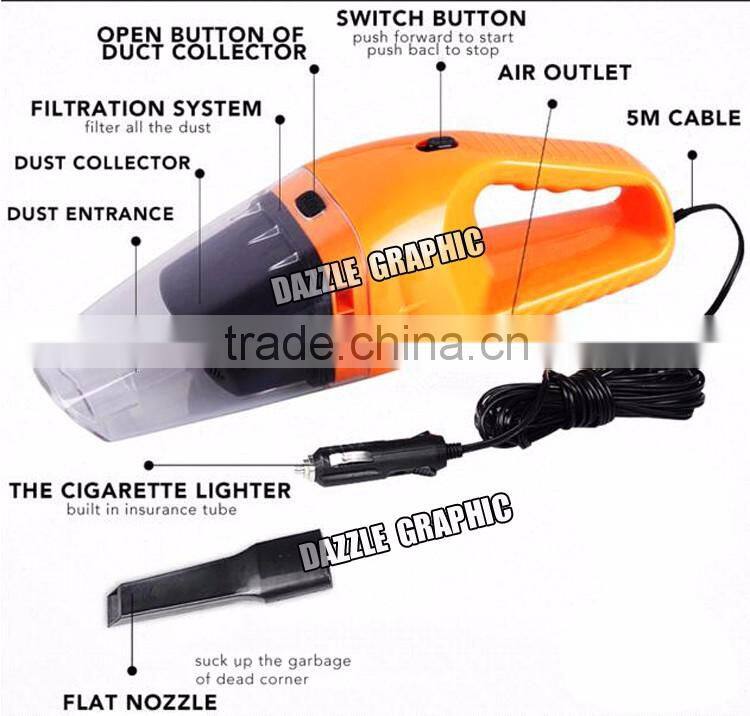 Car Vacuum Cleaner Wet And Dry Dual Use Super Suction120W DC 12v Car Cleaner Vacuum Cleaner for Home and Car