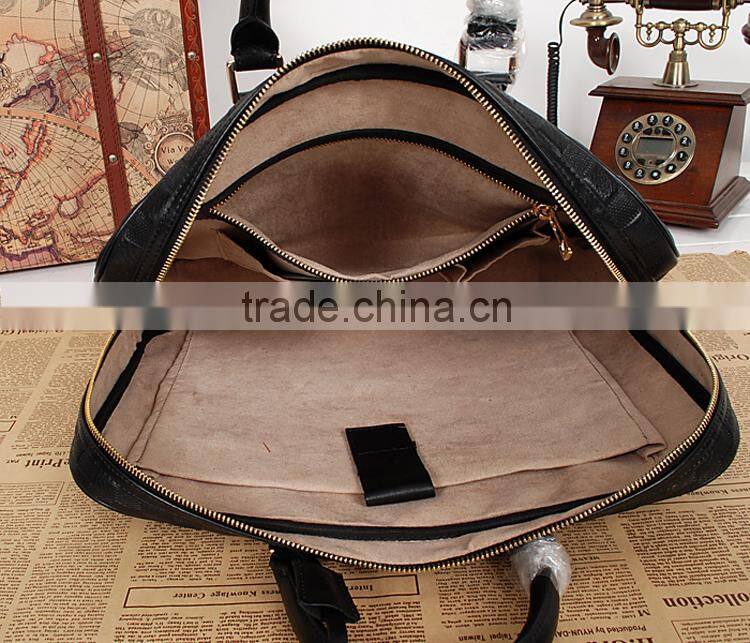 Best selling briefcase Mens Computer leather Bag Woven business Briefcase locks