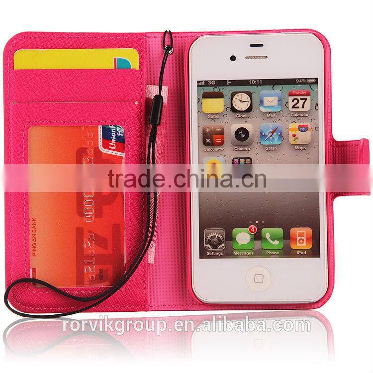 Hot 2 in 1 Premium PU Leather Wallet Purse Case for Apple iphone 4S with Flip Cover