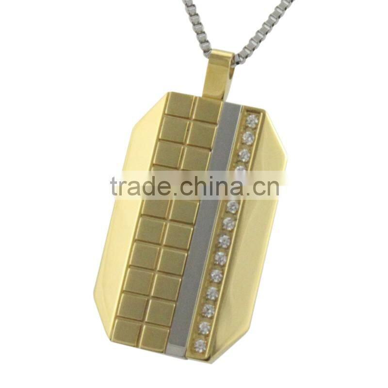 new design gold pendant with CNC white rhinestone for men