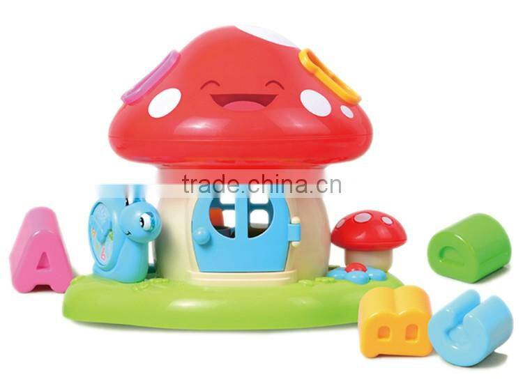 Best gift cute blocks playhouse mushroom toy with light and music