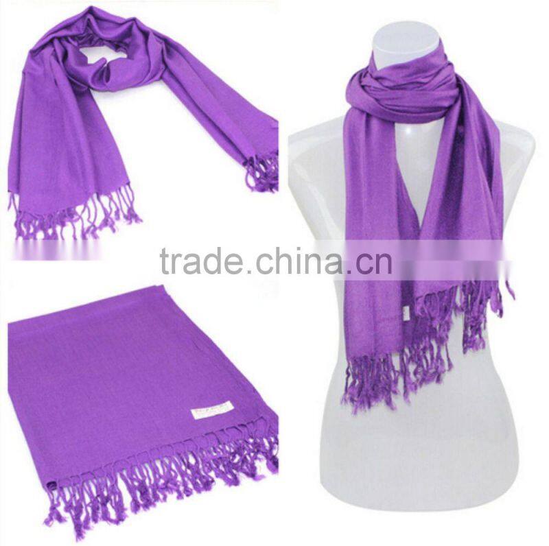 fringe Plain solid color pashmina shawl, scarf shawl