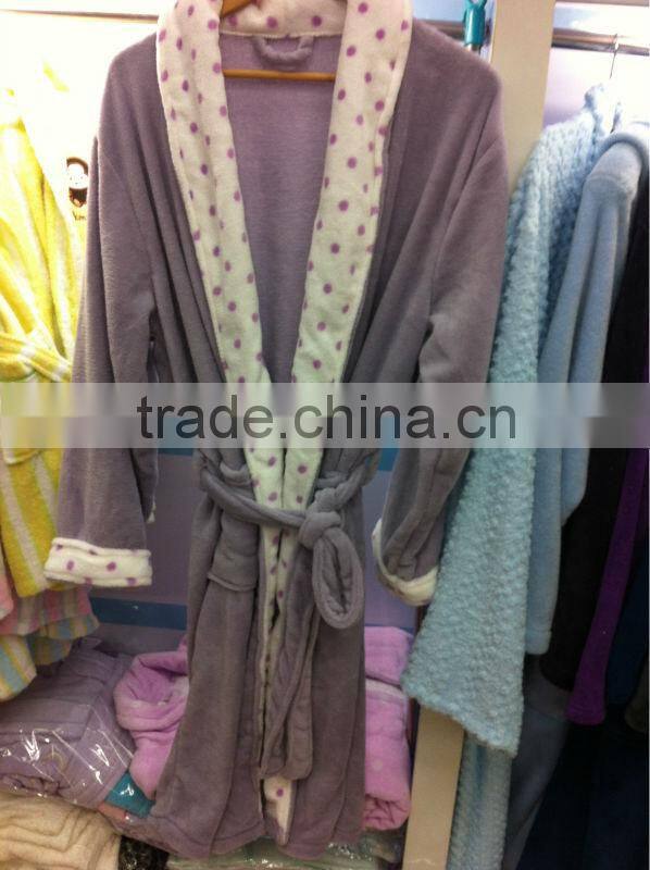 Sexy Pink Coral fleece bathrobe for women