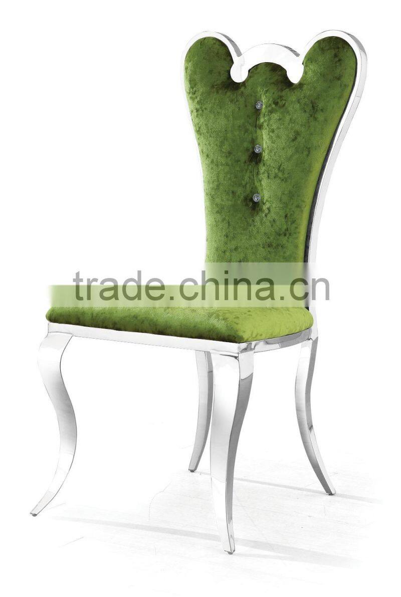 Crystal Antique Flannelette Banquet Chair Stainless Steel Dining Chair Hotel Fabric Dining Chair