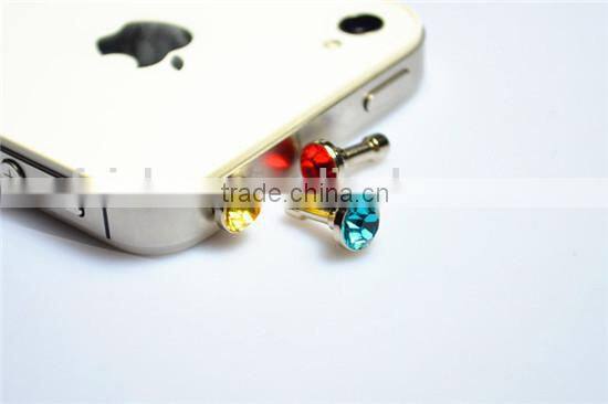 Wholesale Crystal Diamond 3.5mm Anti Dust Plug Headset Jack Stopper For iPhone 4 4s 3G 5 5G 5C 5S 6 6plus iPad Mini