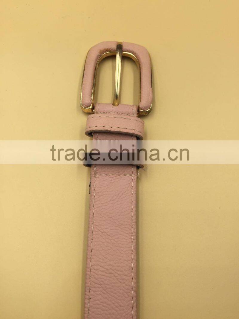 Covered button buckle belt with stitching
