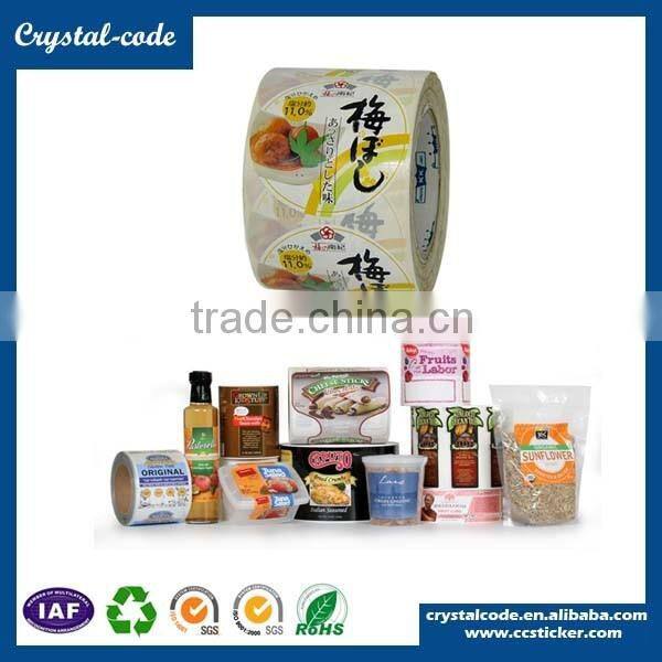 Glossy frozen food label food containers
