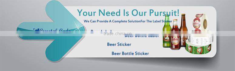 Bottle sticker, Custom waterproof juice honey soft driink glass transparent beer bottle labels, Beer label printing size