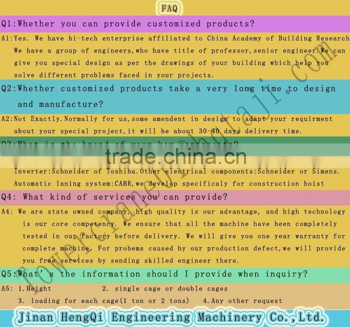 Double cage max load 2t SC100/100,construction hoist/elevtor in china