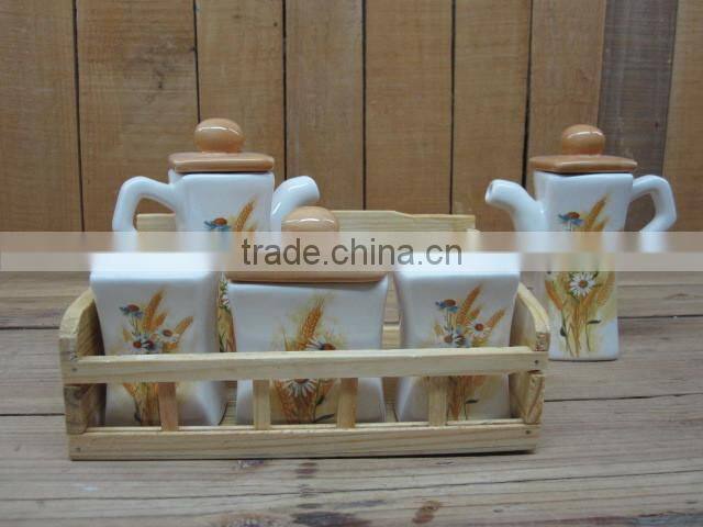 Decorative salt and pepper ceramic shaker and spice jars