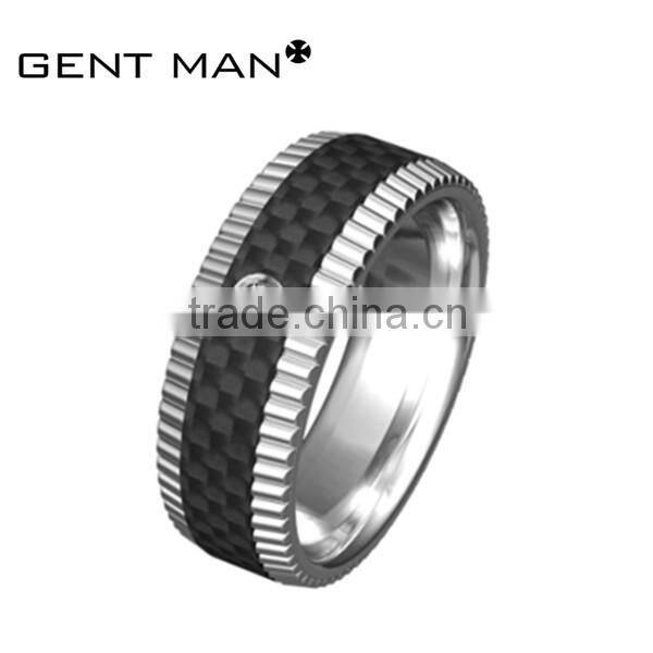 2016 Newest Men's stainless steel carbon fiber ring