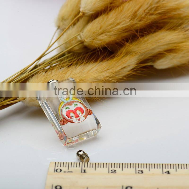 China Factory Customized 3D Photos Crystal Perfume Bottle Pendant Kartoon Monkey DIY Rice Art Pendant for Children Necelace