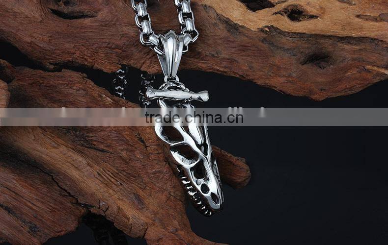 KSTONE 316L Stainless Steel Dinosaur Shape Rock Punk Skull Pendants