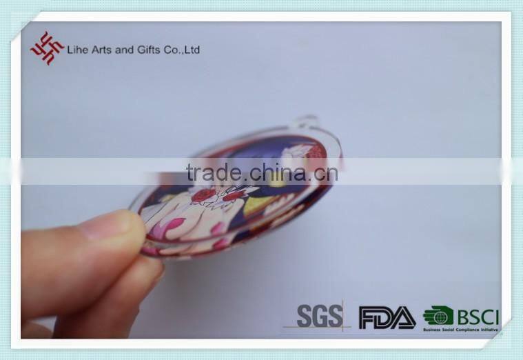 Manufacture acrylic material cartoon sex girl round keychain
