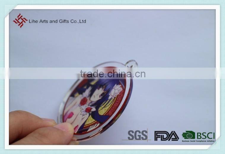 Manufacture acrylic material cartoon sex girl round keychain