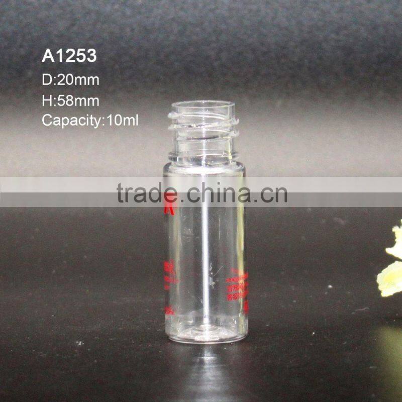 Mini silk screen printing clear 10cc PET plastic dropper bottle
