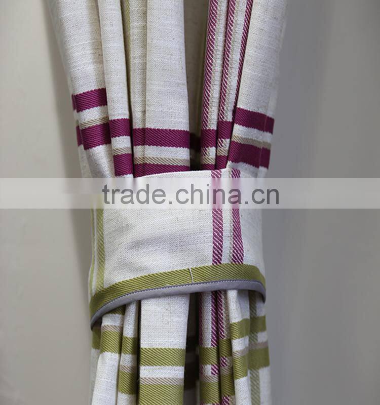 Modern curtain design square linen mixed curtain fabric for ready curtains