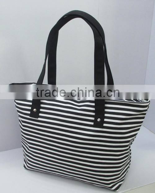 Striped canvas tote bag