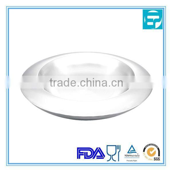 Stainless steel double wall wide edge table fruit bowl