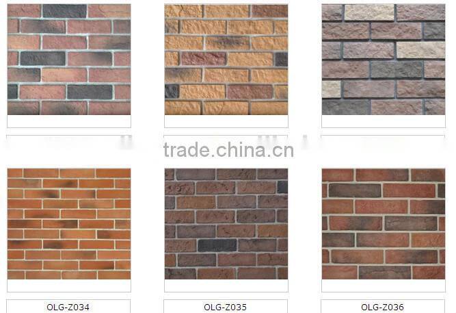 Thin artificial facades bricks