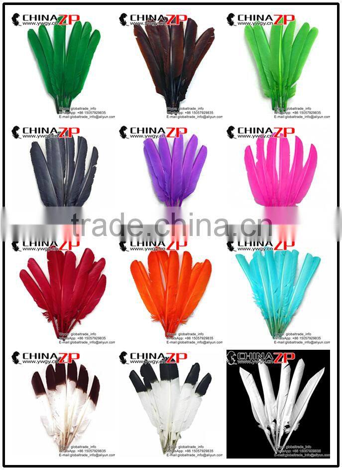 ZPDECOR Factory Exporting High Quality Handwork Trimed Dyed Mix Colors Arrow Shaped Turkey Rounds Quill Feathers for Girls