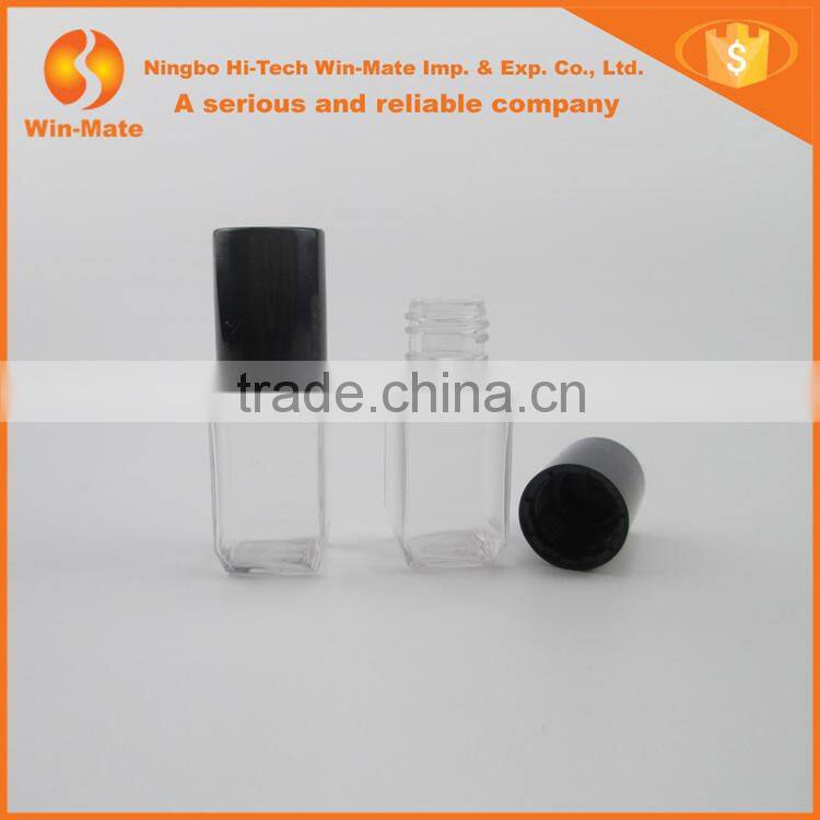 Square Small Plastic Container With Black Cap Cosmetic Empty Nail Polish Case