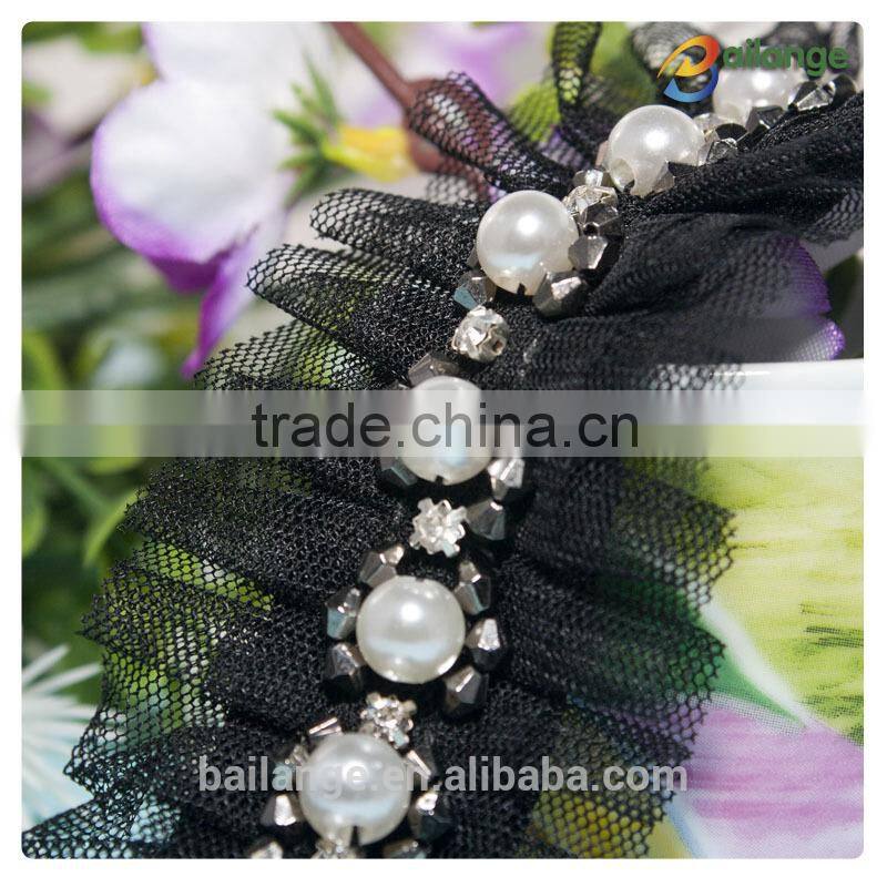 African white pearl beaded trim for wedding dress design hot sale