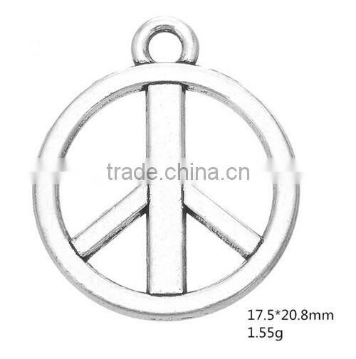 Fashion Wholesale Zinc Alloy Antique Silver Plated Peace Symbol Charms Bracelets Charms