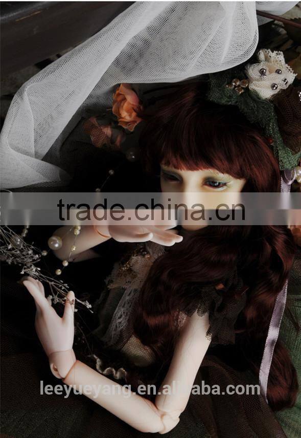 New arrival heat resistant dark brown deep wavy 1/4 BJD doll wig