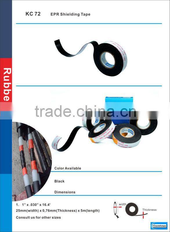 Rubber power cable tape on high voltage solid dielectric cable for conductor and insulation shielding in splices and termination