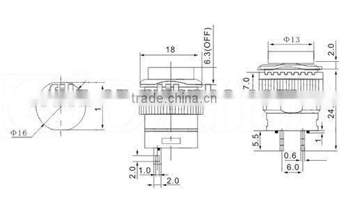 YL6-35 16mm push button mini switch on off 12v
