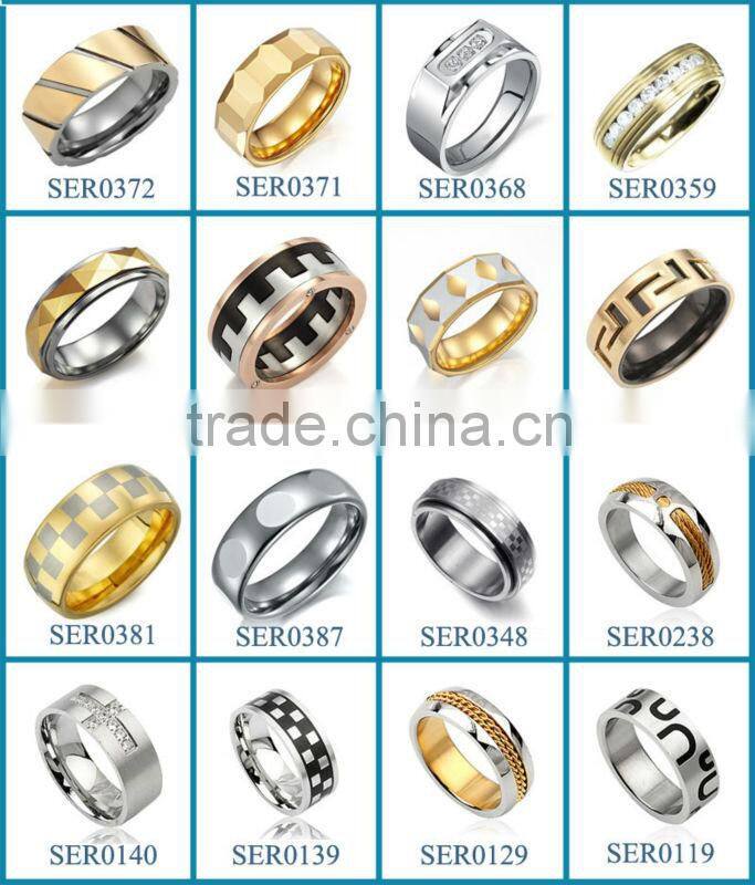 High Quality Fashion wood inlay titanium ring