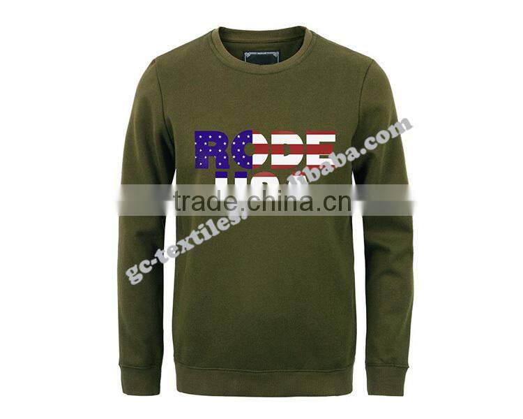 Men's Printed Round Neck Long Sleeve Fleece Sweater