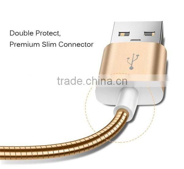 Newest spring metal mobile phone usb charger data cable for iphone
