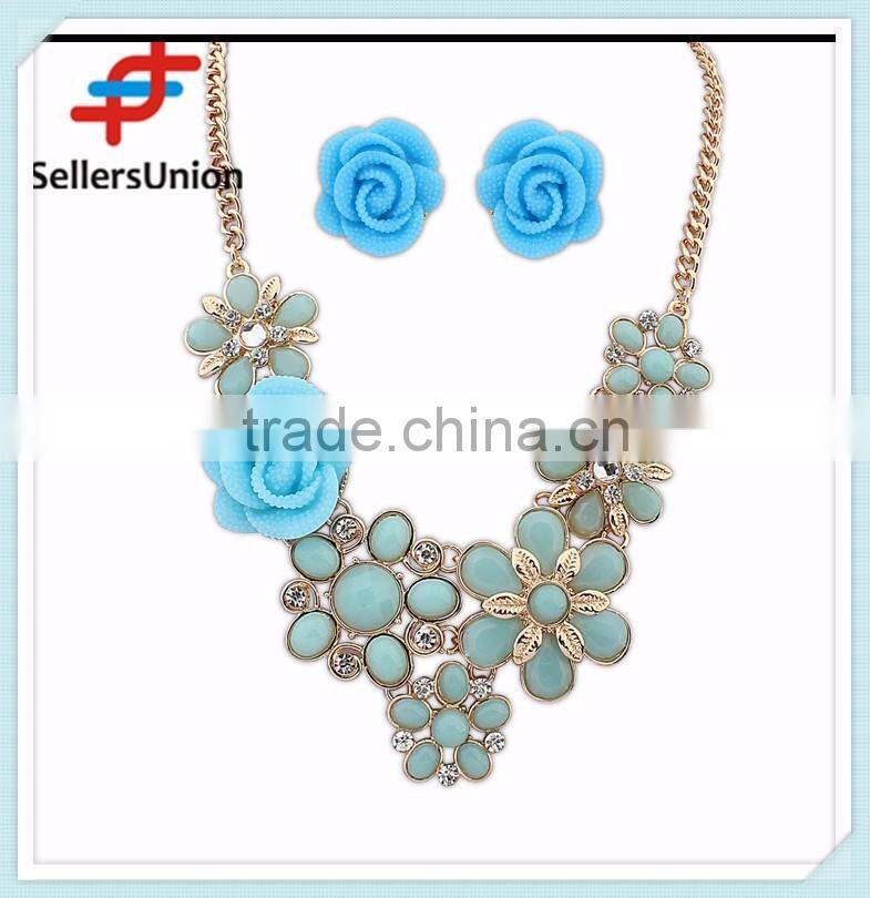 No.1 yiwu exporting commission agent wanted western style garment necklace set earring jewelry set for young girls