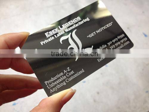 Mirror surface metal visiting card/ name card/ business card with aluminum effect