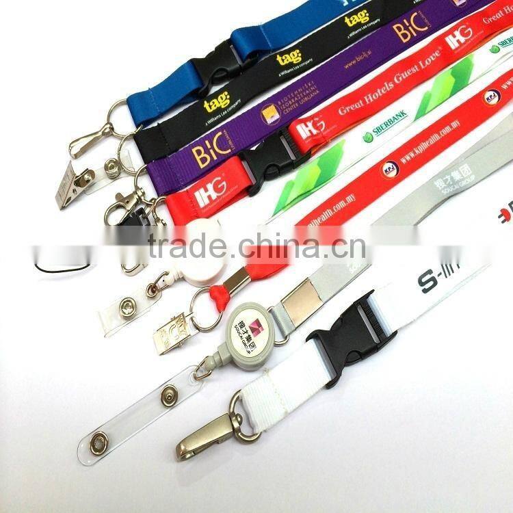 Shenzhen city factory bright single color silk-screen polyester lanyard