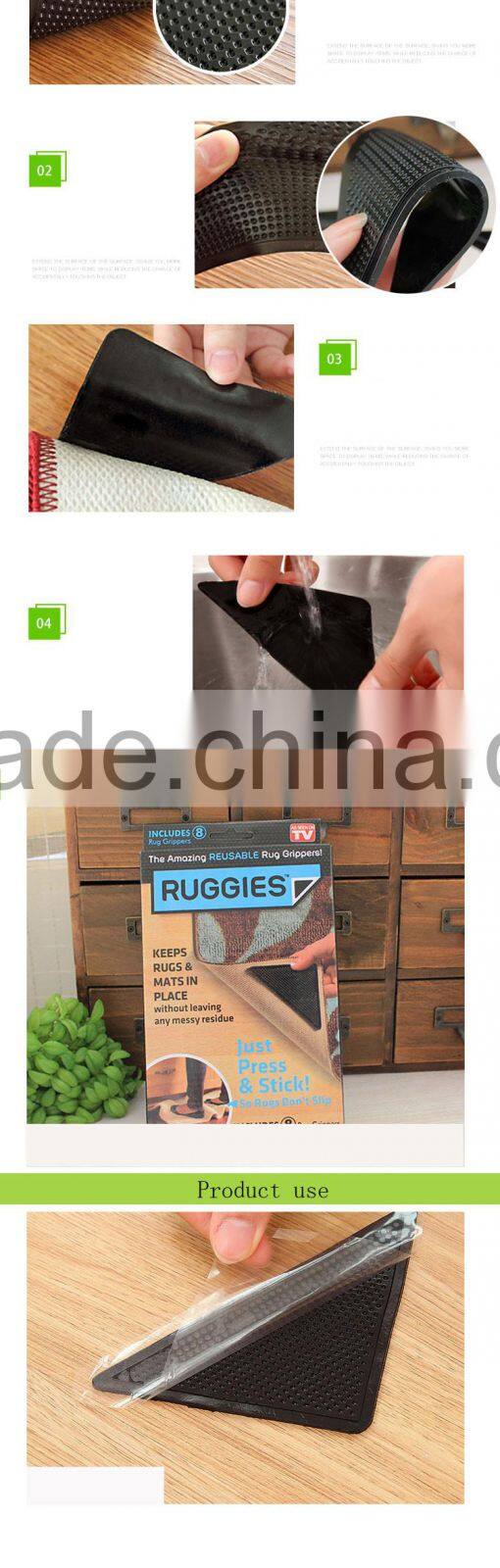 4 Pieces in set Non Slip Anti Slip Safety Mat for Under Carpets Rugs for Laminates Floorboard