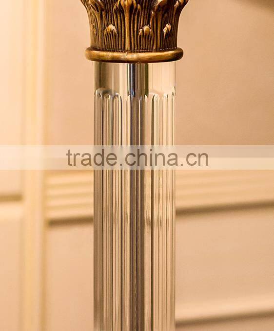 Special Rome column design clear crystal table lamp with white fabric lampshade