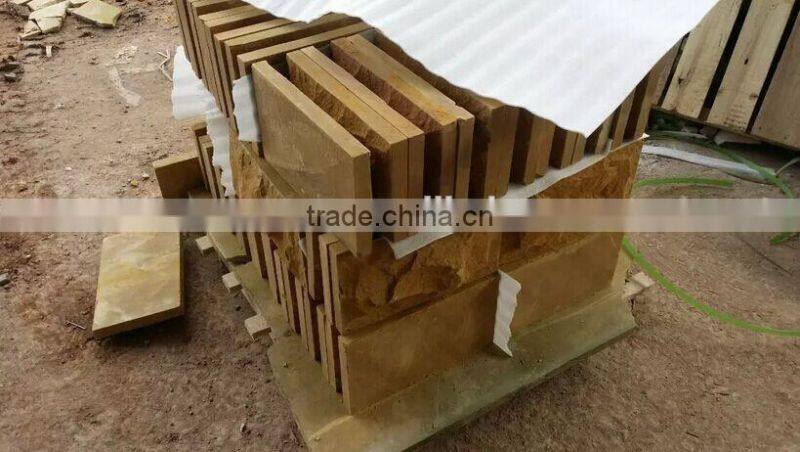 good quality of natural yellow sandstone block for wall decorating