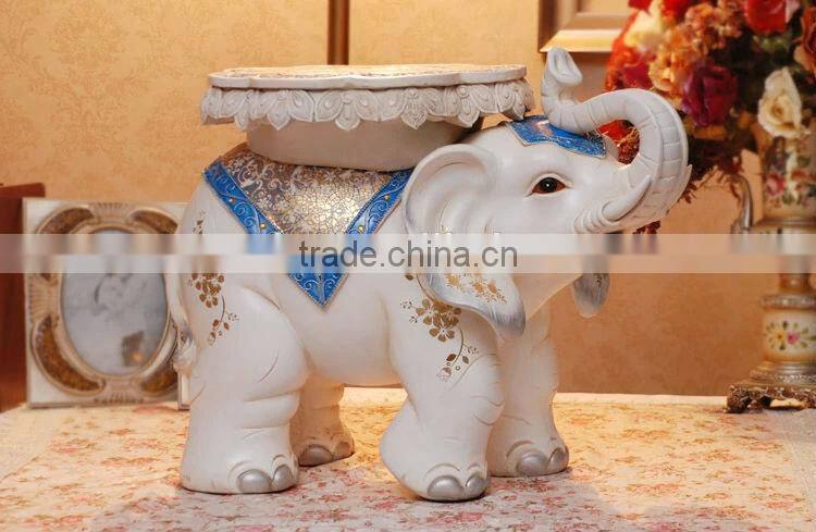 2014 New Products Home Decoration White Resin Elephant Sculpture