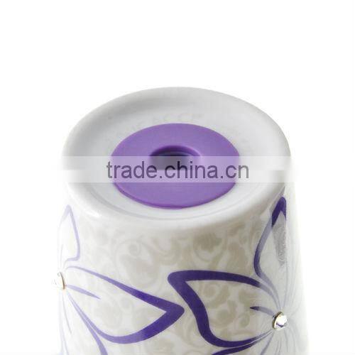 Hot Promotion Gift Ceramic Bauhinia Flower Double Wall Mug with Silicone Lid Made with Crystals