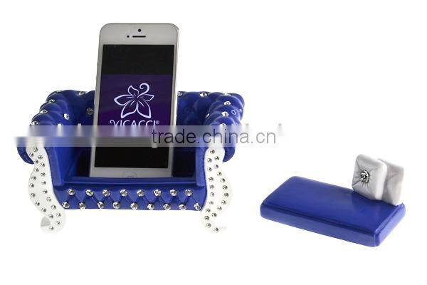 2016 fashionable gold silver ring jewelry box mobile phone holder set cabinet display with brand crystal