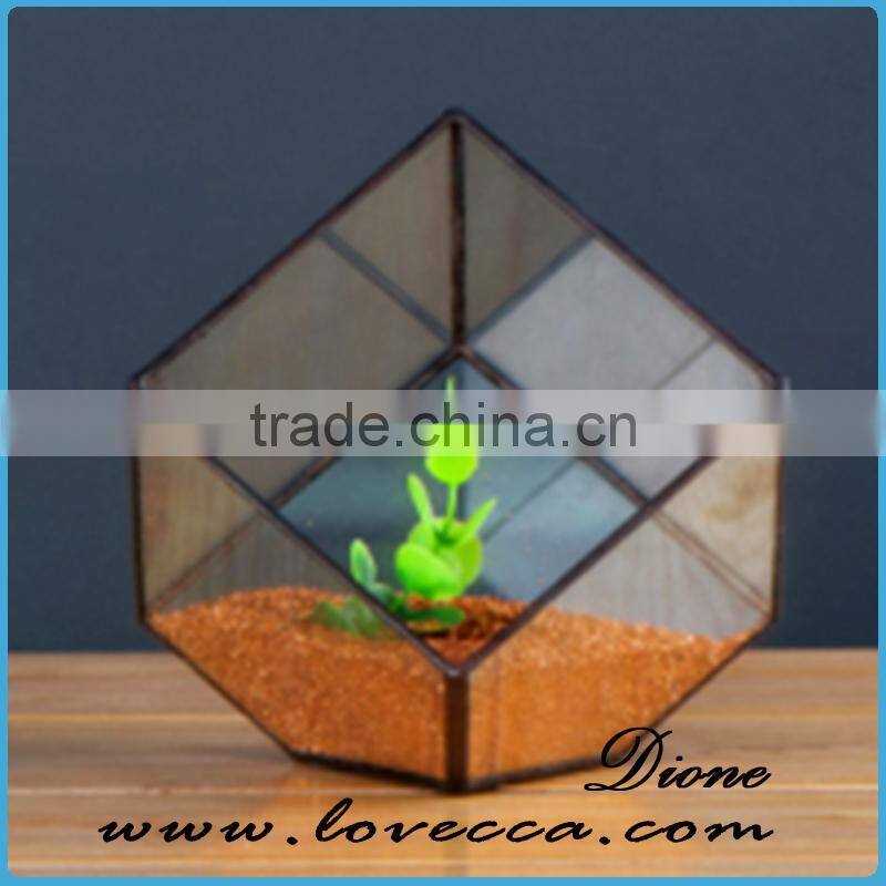 Lovely Various Size Flowers Artificial Wedding Metal Copper Glass Terrarium/Geometric Glass Terrarium Metal